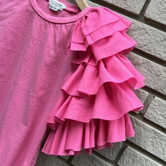 Lili Sidonio x Molly Bracken Pink Asymmetrical Layered Sleeve Top S - Picture 4 of 8
